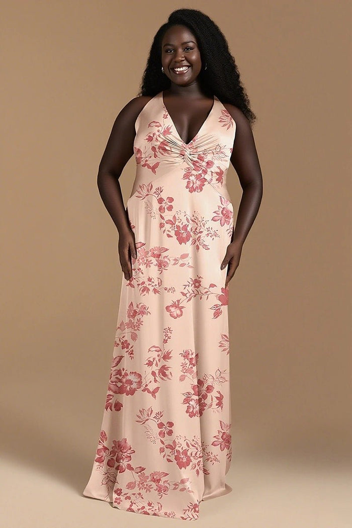 Special Moment Floral Pink Bridesmaid Dresses