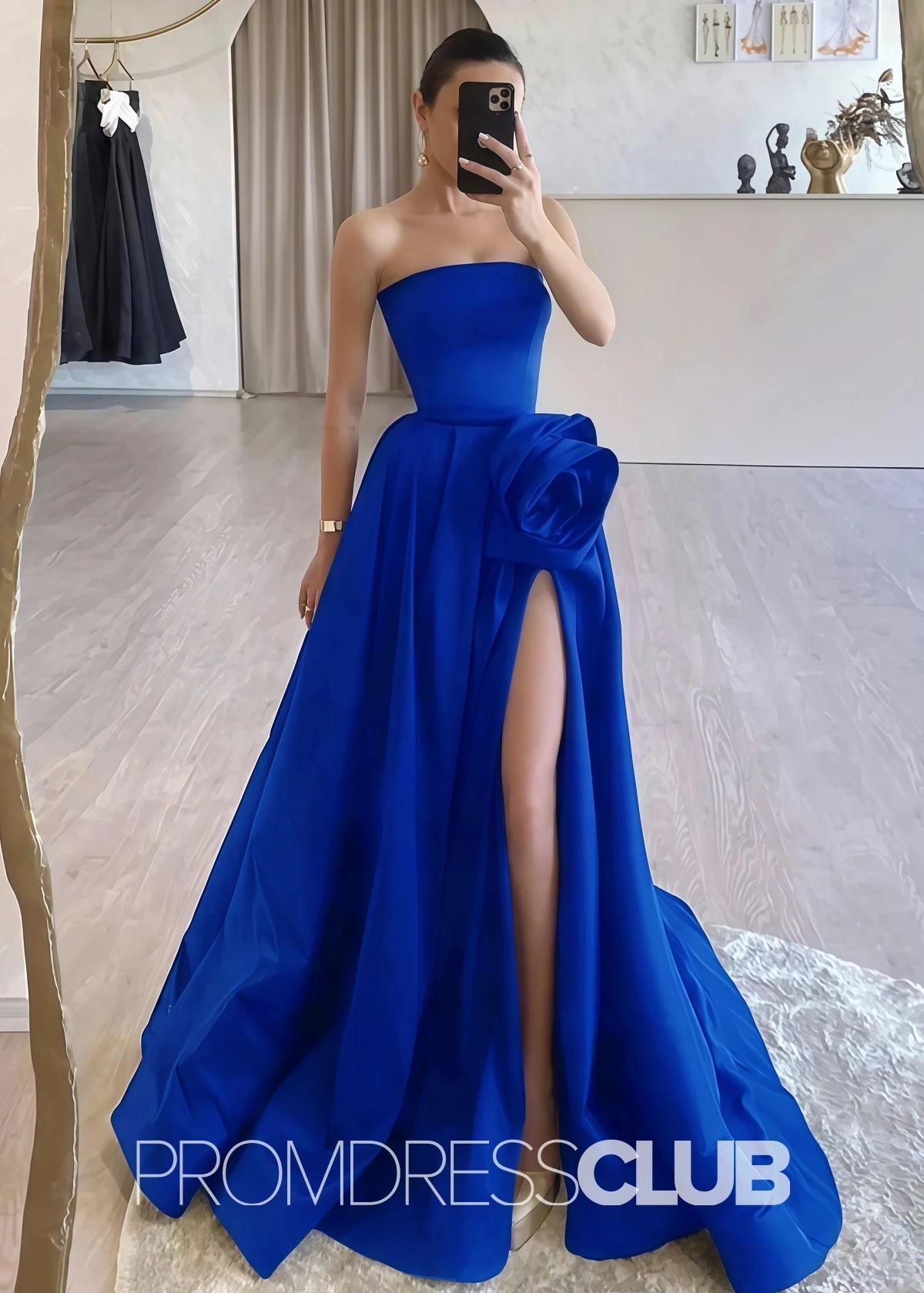 Harriet | Strapless Long Black Prom Dress - Price #price_variant_lowest# - Royal Blue - PromDressClub