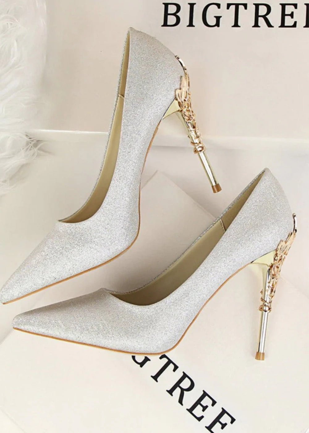 Stunning Burgundy and Red Pointed Toe Stiletto Heels - Elevate Your Style with Metal - Detailed Elegance - Silver - PromDressClub