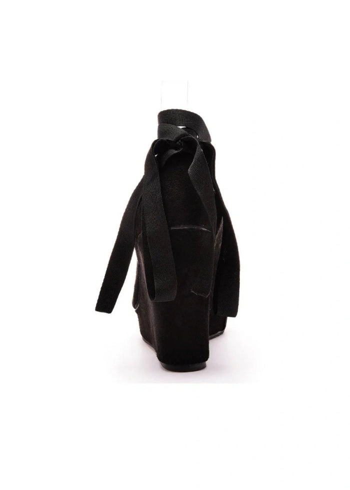 Stylish Black and Red Round Toe Platform Wedge Heels—Elevate Every Look with Trendy Versatility - Black - PromDressClub