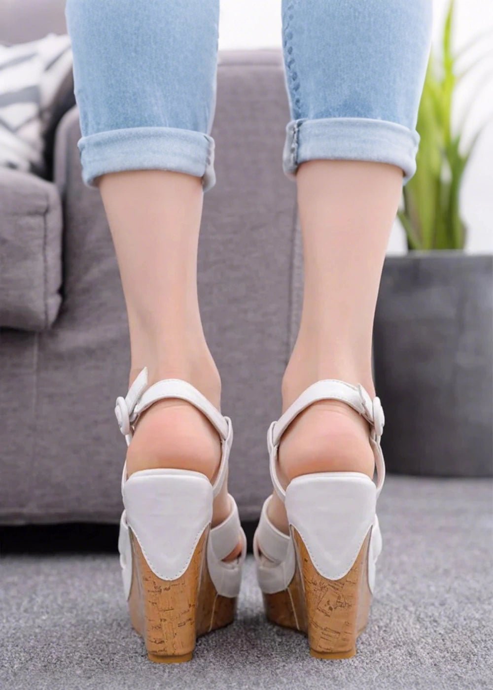 Stylish Black Platform Wedge Sandals & Versatile Peep Toe High Heels for Every Event - White - PromDressClub