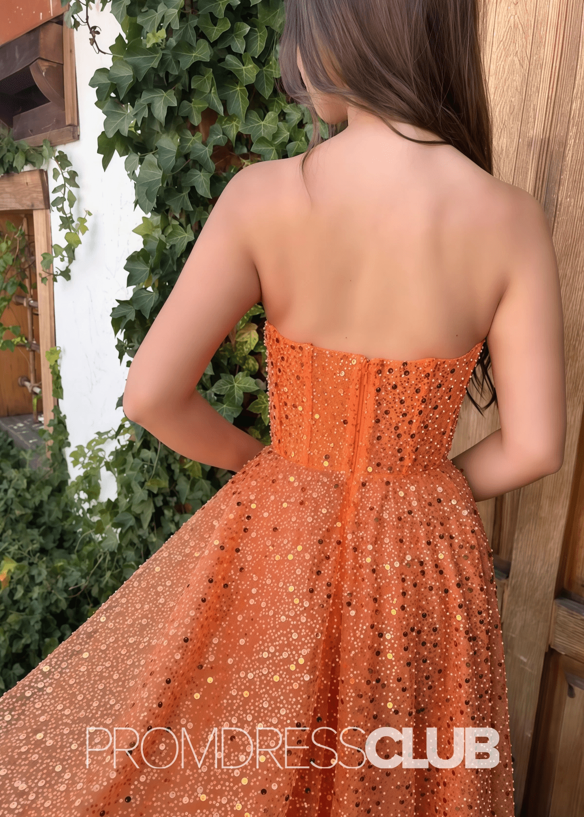 Tina |Orange Dresses For Prom Long A Line With Length Sleeveless Sweetheart Sequins - Price #price_variant_lowest# - Orange - PromDressClub