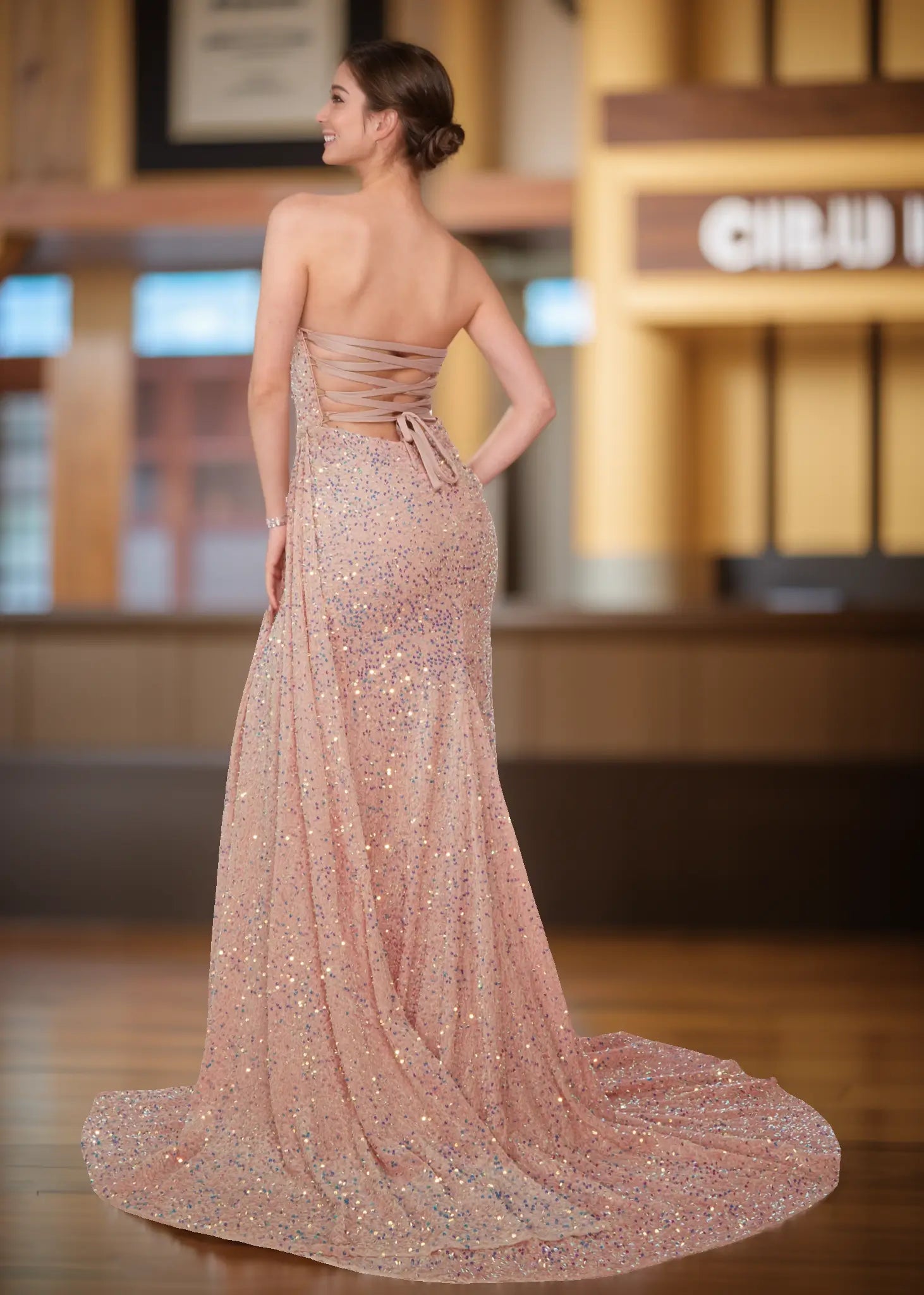 Wallis | Light Pink Mermaid Strapless Sweetheart Neck Prom Dress with Slit and Train - Light Pink - PromDressClub