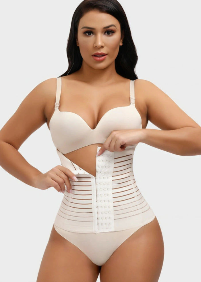 Ultimate Waist Cinching Shapewear Comfortable Tummy Control Corsets for Every Body - Apricot - PromDressClub