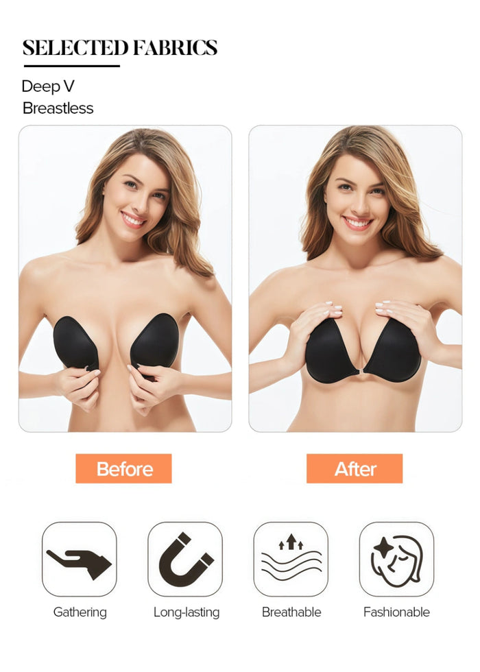 Ultra - Comfortable Silicone Bras Black and Nude Essentials for Effortless Style - Black - PromDressClub