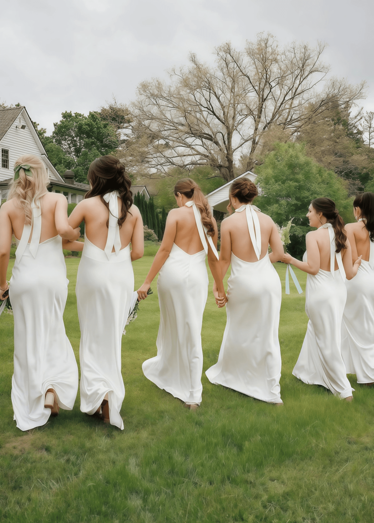 Vicky | Simple Sheath White Silk Satin Maxi Bridesmaid Dress with Backless and Halter - Price #price_variant_lowest# - White - PromDressClub