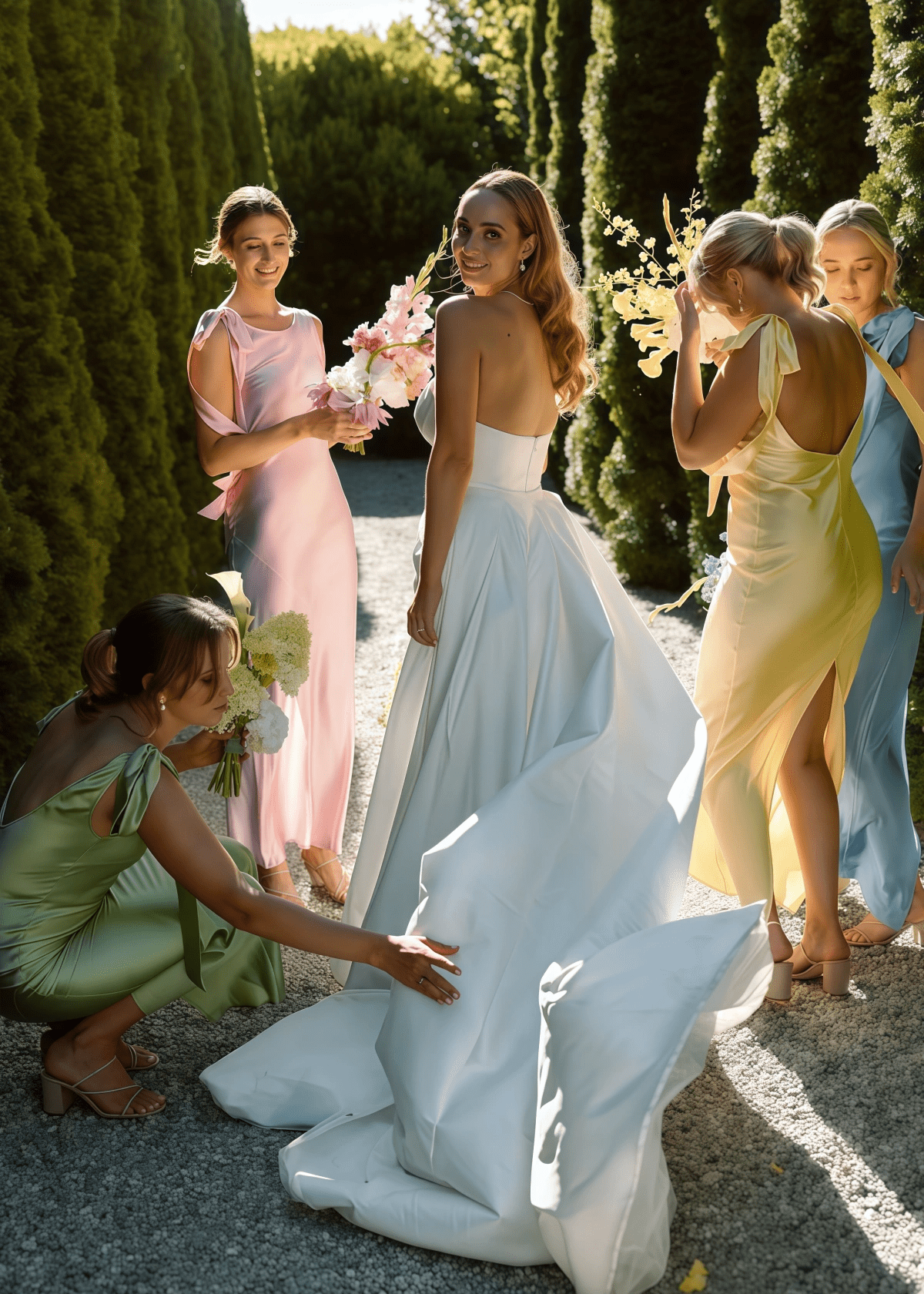 Wanda | Chic Sheath Backless Sage Green Satin Midi Bridesmaid Dress with Slit - Price #price_variant_lowest# - Sage - PromDressClub