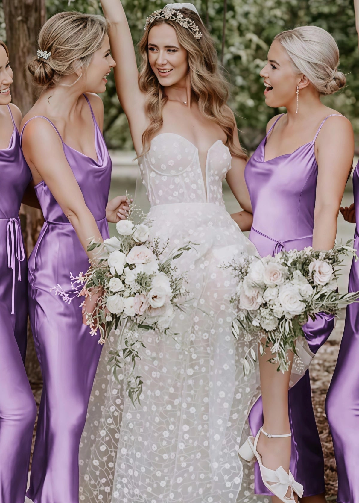 Wendy | Boho Sheath Rust Silk Satin Maxi Bridesmaid Dress with Spaghetti Straps - Price #price_variant_lowest# - Lavender - PromDressClub