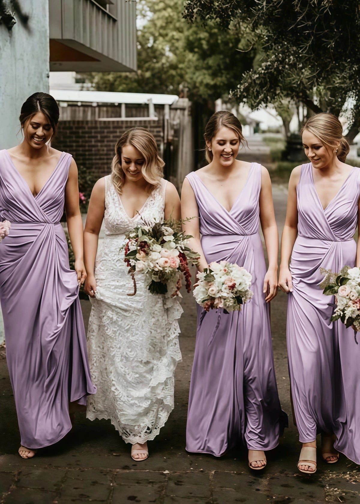 Yvonne | Amazing Pleated Pink Chiffon Maxi Bridesmaid Dress with V - Neck and Sleeveless - Price #price_variant_lowest# - Lavender - PromDressClub
