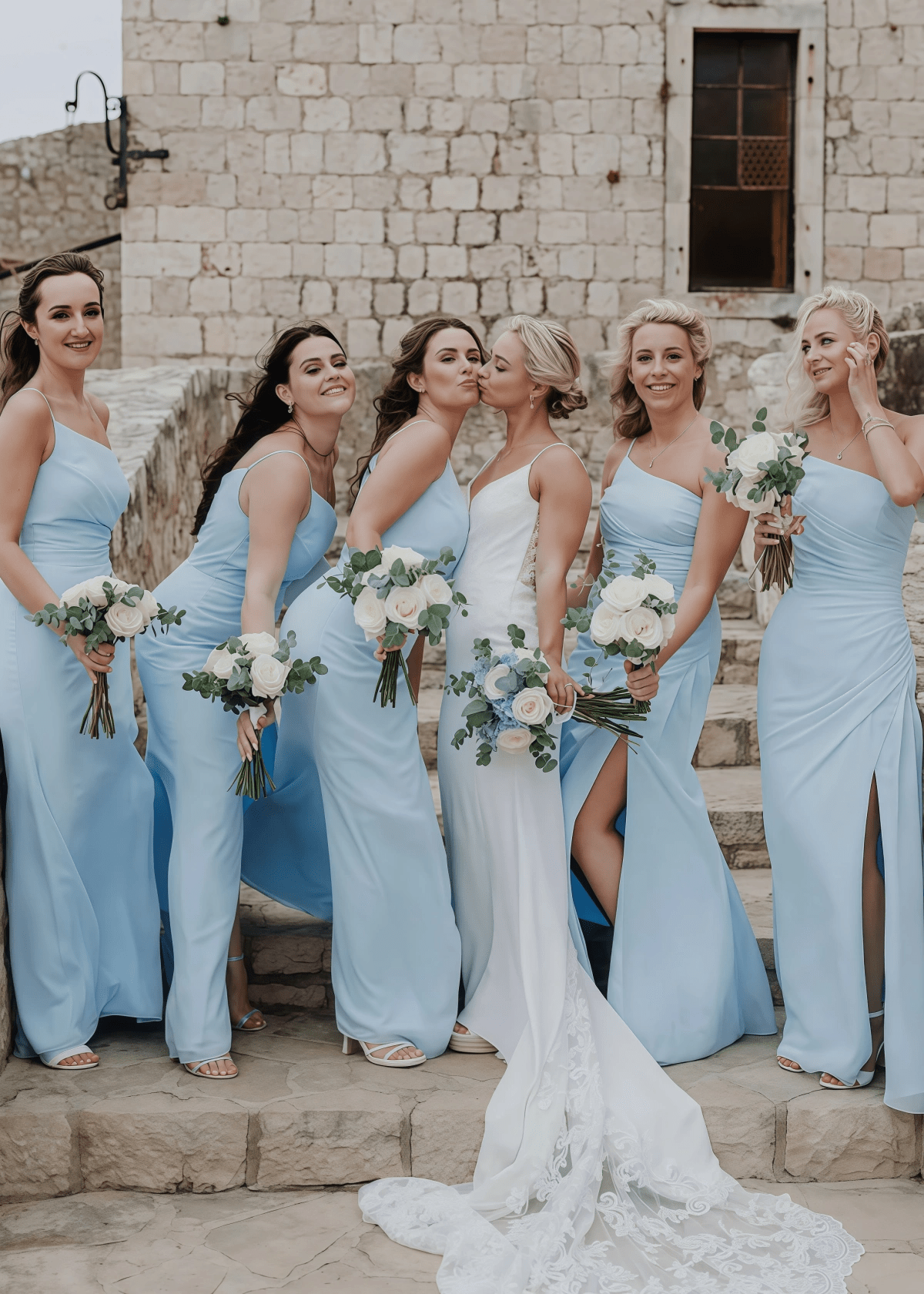 Zenobia | Chic Sheath Light Blue Chifon Maxi Bridesmaid Dress with Slit and One Shoulder - Price #price_variant_lowest# - Light Blue - PromDressClub